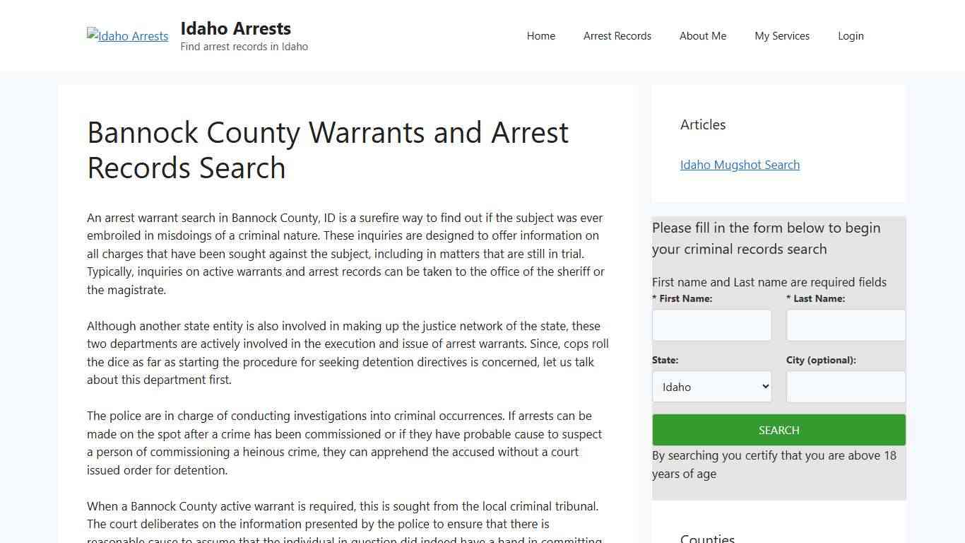 Bannock County Warrants and Arrest Records Search - Idaho Arrests